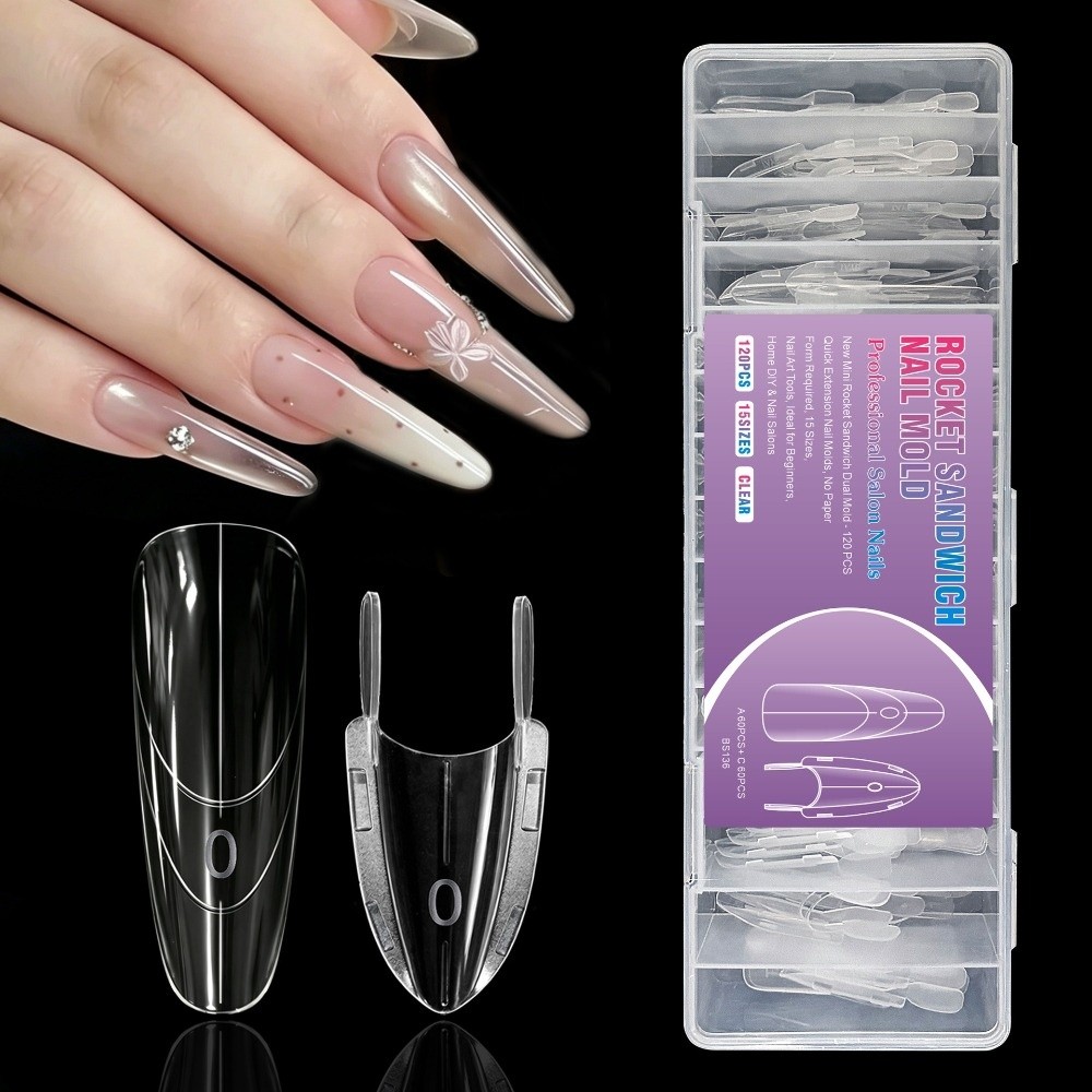 Nail Tech Accessories - 120pcs Rocket Shape Sandwich Dual Nail